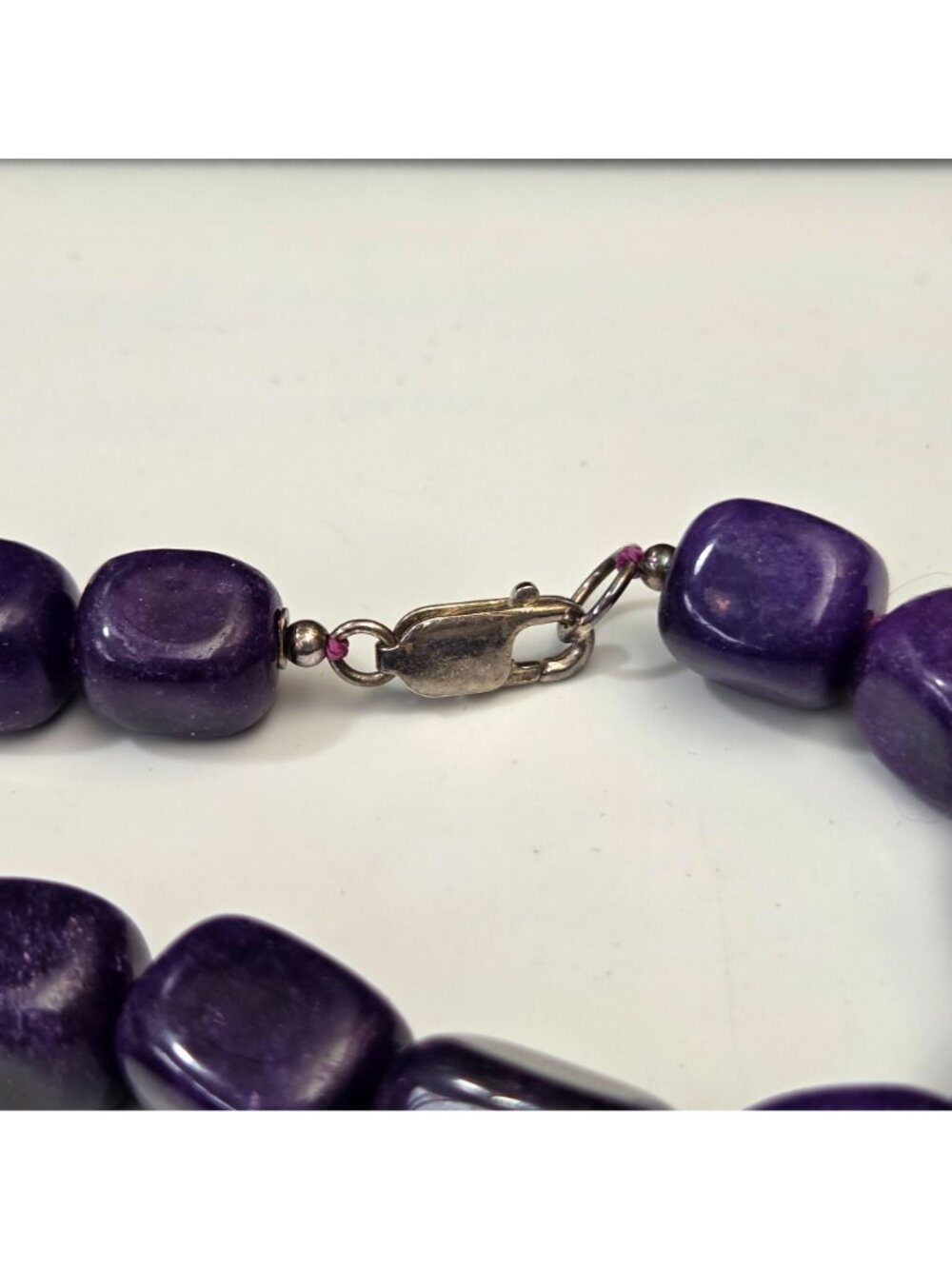 Large Purple Sugilite Gemstone Beaded Necklace 29" - Picture 8 of 8